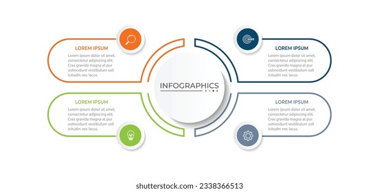 Vector Infographic label design template with icons and 4 options or steps.