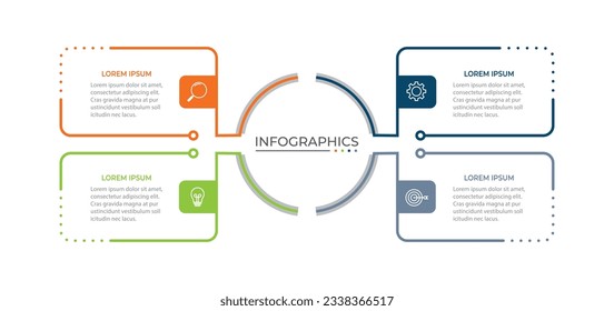 Vector Infographic label design template with icons and 4 options or steps.