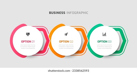 Vector Infographic Label Design Template with Circle, Icons and 3 Options for Presentation