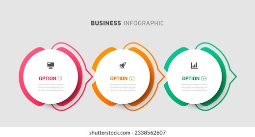 Vector Infographic Label Design Template with Circle, Icons and 3 Options for Presentation