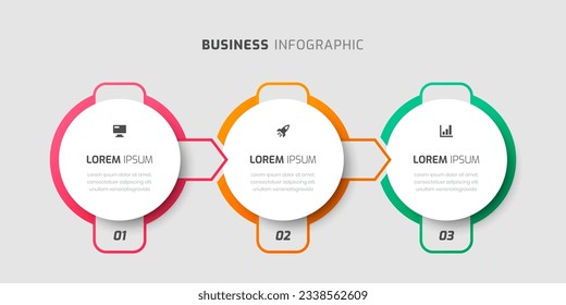 Vector Infographic Label Design Template with Thin Line, Icons and 3 Numbers for Presentation