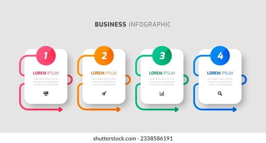 Vector Infographic Label Design Template with Thin Line, Icons and 4 Numbers for Presentation