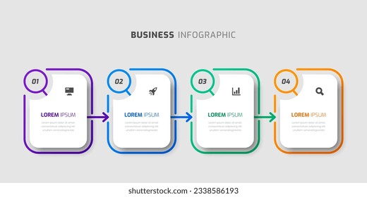 Vector Infographic Label Design Template with Thin Line, Icons and 4 Numbers for Presentation