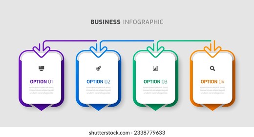 Vector Infographic Label Design Template with Arrows, Icons and 4 Options for Presentation
