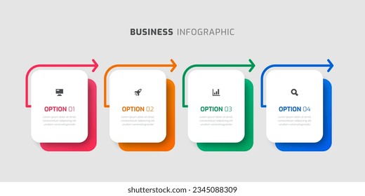 Vector Infographic Label Design Template with Rectangle Icons and 4 Options for Presentation