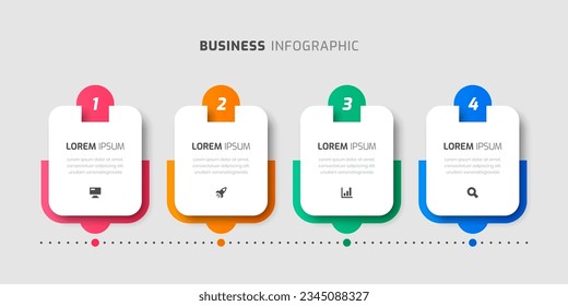 Vector Infographic Label Design Template with Rectangle Icons and 4 Numbers for Presentation