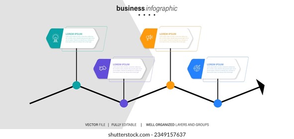 Vector Infographic label design template with icons and 4 options or steps. Can be used for process diagram, presentations, workflow layout, banner, flow chart, info graph.
