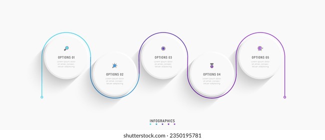 Vector Infographic label design template with icons and 5 options or steps. Can be used for process diagram, presentations, workflow layout, banner, flow chart, info graph.