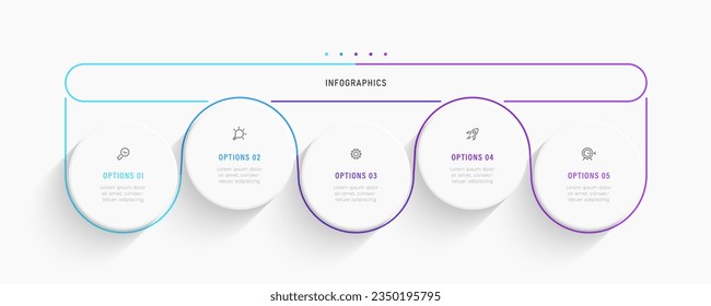 Vector Infographic label design template with icons and 5 options or steps. Can be used for process diagram, presentations, workflow layout, banner, flow chart, info graph.