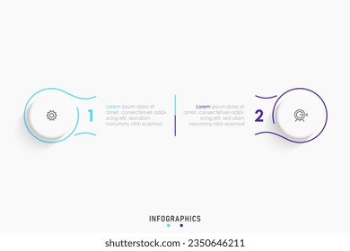 Plantilla de diseño de etiquetas de vectores Infografía con iconos y 2 opciones o pasos. Se puede utilizar para el diagrama de procesos, presentaciones, diseño de flujo de trabajo, banner, diagrama de flujo, gráfico de información.
