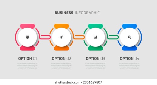 Vector Infographic Label Design Template with Circle Label, Icons and 4 Options for Presentation