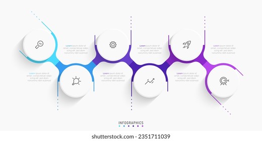 Vector Infographic label design template with icons and 6 options or steps. Can be used for process diagram, presentations, workflow layout, banner, flow chart, info graph.