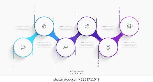 Design-Vorlage für Vektorgrafiken mit Symbolen und 6 Optionen oder Schritten. Kann für Prozessdiagramm, Präsentationen, Workflow-Layout, Banner, Flussdiagramm, Infografik verwendet werden.