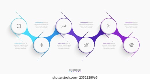 Plantilla de diseño de etiquetas de vectores Infografía con iconos y 6 opciones o pasos. Se puede utilizar para el diagrama de procesos, presentaciones, diseño de flujo de trabajo, banner, diagrama de flujo, gráfico de información.