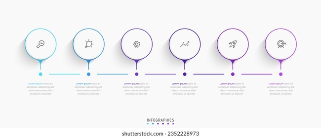 Vector Infographic label design template with icons and 6 options or steps. Can be used for process diagram, presentations, workflow layout, banner, flow chart, info graph.