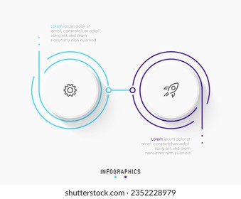 Plantilla de diseño de etiquetas de vectores Infografía con iconos y 2 opciones o pasos. Se puede utilizar para el diagrama de procesos, presentaciones, diseño de flujo de trabajo, banner, diagrama de flujo, gráfico de información.