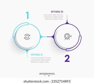 Vector Infographic label design template with icons and 2 options or steps. Can be used for process diagram, presentations, workflow layout, banner, flow chart, info graph.