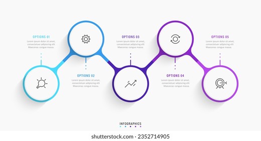 Vector Infographic label design template with icons and 5 options or steps. Can be used for process diagram, presentations, workflow layout, banner, flow chart, info graph.