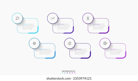 Vector Infographic label design template with icons and 6 options or steps. Can be used for process diagram, presentations, workflow layout, banner, flow chart, info graph.