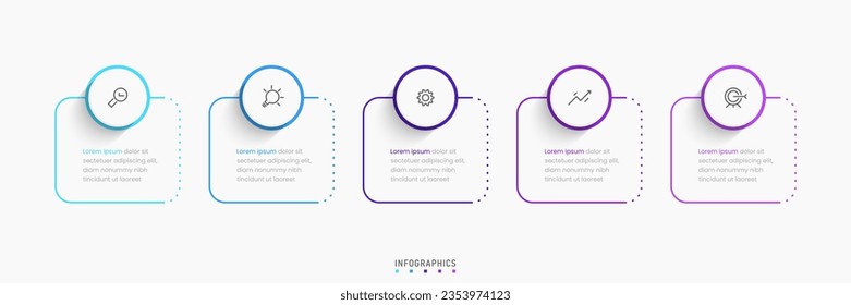 Vector Infographic label design template with icons and 5 options or steps. Can be used for process diagram, presentations, workflow layout, banner, flow chart, info graph.