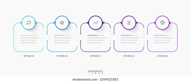 Vector Infographic label design template with icons and 5 options or steps. Can be used for process diagram, presentations, workflow layout, banner, flow chart, info graph.