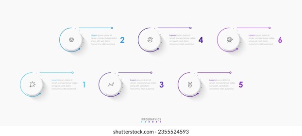 Vector Infographic label design template with icons and 6 options or steps. Can be used for process diagram, presentations, workflow layout, banner, flow chart, info graph.