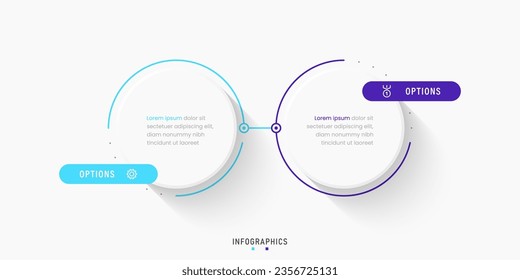 Vector Infographic label design template with icons and 2 options or steps. Can be used for process diagram, presentations, workflow layout, banner, flow chart, info graph.