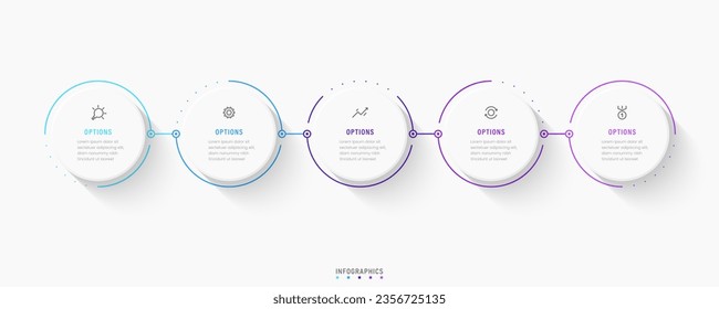 Vector Infographic label design template with icons and 5 options or steps. Can be used for process diagram, presentations, workflow layout, banner, flow chart, info graph.