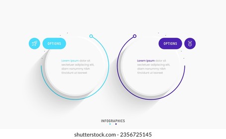 Vector Infographic label design template with icons and 2 options or steps. Can be used for process diagram, presentations, workflow layout, banner, flow chart, info graph.