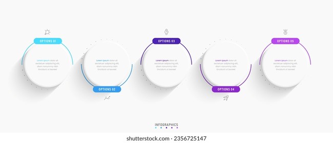 Vector Infographic label design template with icons and 5 options or steps. Can be used for process diagram, presentations, workflow layout, banner, flow chart, info graph.