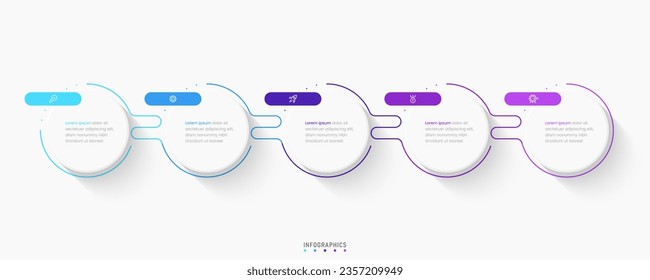 Vector Infographic label design template with icons and 5 options or steps. Can be used for process diagram, presentations, workflow layout, banner, flow chart, info graph.