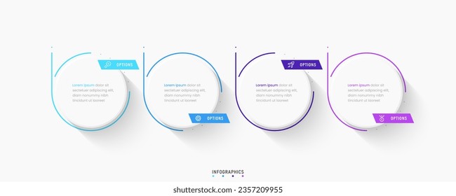 Vector Infographic label design template with icons and 4 options or steps. Can be used for process diagram, presentations, workflow layout, banner, flow chart, info graph.