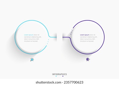 Plantilla de diseño de etiquetas de vectores Infografía con iconos y 2 opciones o pasos. Se puede utilizar para el diagrama de procesos, presentaciones, diseño de flujo de trabajo, banner, diagrama de flujo, gráfico de información.