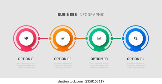 Vektor Infografik Label Design Template mit Circle Label, Icons und 4 Optionen zur Präsentation