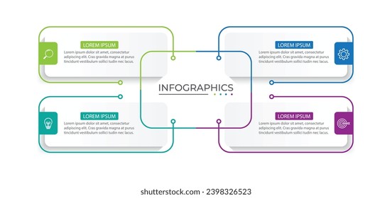 Plantilla de diseño de etiquetas de vectores Infográficos con iconos y 4 opciones o pasos.