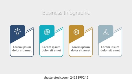 Plantilla de diseño de etiquetas de infografía vectorial con iconos y 4 opciones o pasos. Crear diagramas de procesos, presentaciones (PPT), diseños de flujos de trabajo, banners, diagramas de flujo, gráficos de información.