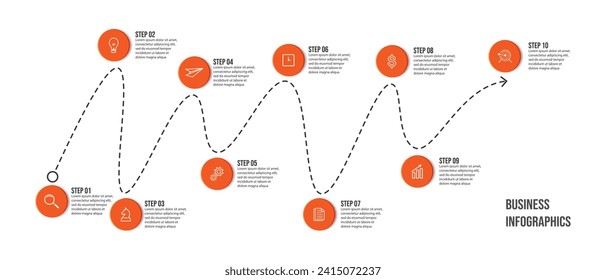 Vector Infographic label design template with icons and 10 options or steps. Can be used for presentation banners, workflow layouts, flow charts, infographics, your business presentations