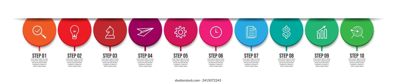 Vector Infographic label design template with icons and 10 options or steps. Can be used for presentation banners, workflow layouts, flow charts, infographics, your business presentations