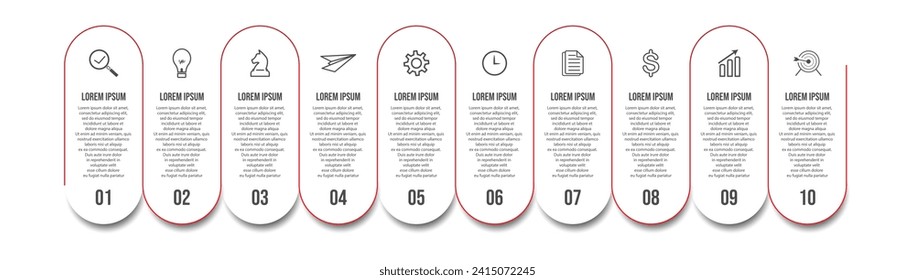 Vector Infographic label design template with icons and 10 options or steps. Can be used for presentation banners, workflow layouts, flow charts, infographics, your business presentations