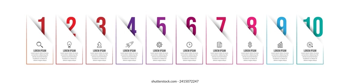 Vector Infographic label design template with icons and 10 options or steps. Can be used for presentation banners, workflow layouts, flow charts, infographics, your business presentations