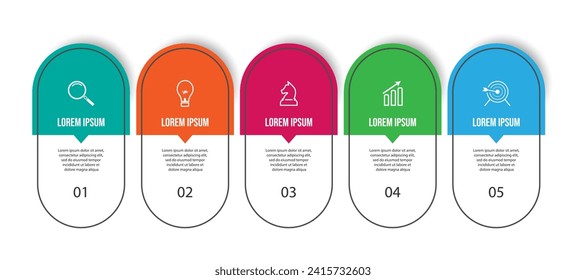 Vector Infographic label design template with icons and 5 options or steps. Can be used for presentation banners, workflow layouts, flow charts, infographics, your business presentations