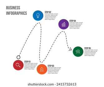 Vector Infographic label design template with icons and 5 options or steps. Can be used for presentation banners, workflow layouts, flow charts, infographics, your business presentations