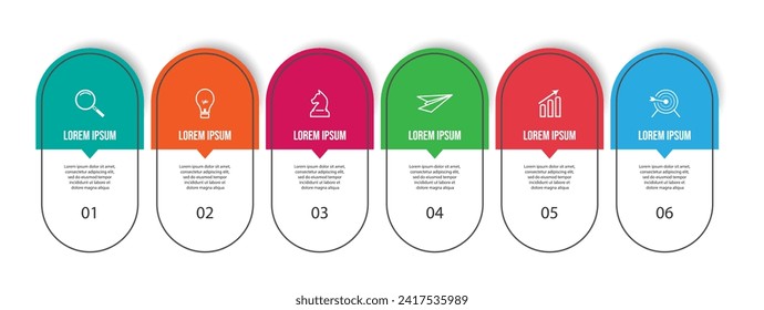 Vector Infographic label design template with icons and 6 options or steps. Can be used for presentation banners, workflow layouts, flow charts, infographics, your business presentations