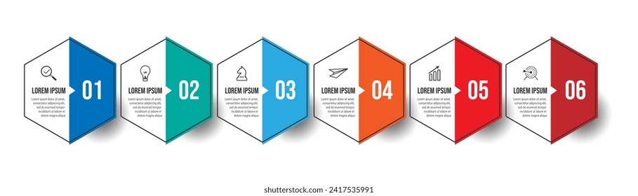Vector Infographic label design template with icons and 6 options or steps. Can be used for presentation banners, workflow layouts, flow charts, infographics, your business presentations