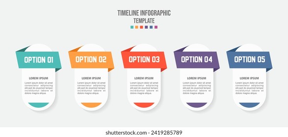Vector Infographic label design template with icons and 5 options or steps.