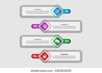 Vector Infographic label design template with icons and 4 options or steps.