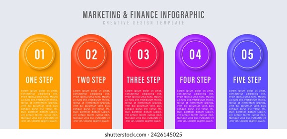 Plantilla de diseño de etiqueta de infografía vectorial con iconos coloridos. Se puede utilizar para el diagrama de proceso, presentaciones, diseño de flujo de trabajo, banner, diagrama de flujo, gráfico de información. Paso a paso