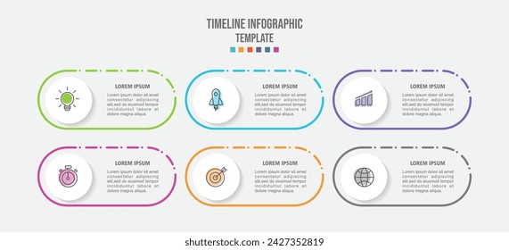 Vector Infographic label design template with icons and 6 options or steps. Can be used for process diagram, presentations, workflow layout, banner, flow chart, info graph.