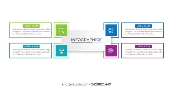 Vector Infographic label design template with icons and 4 options or steps.