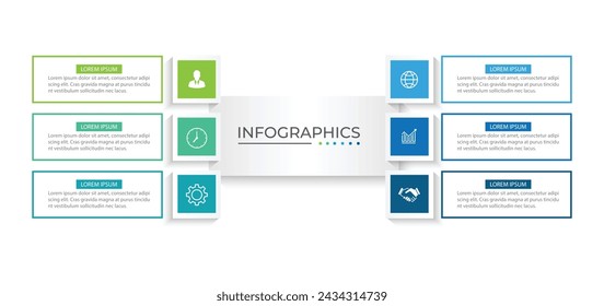 Vector Infographic label design template with icons and 6 options or steps.